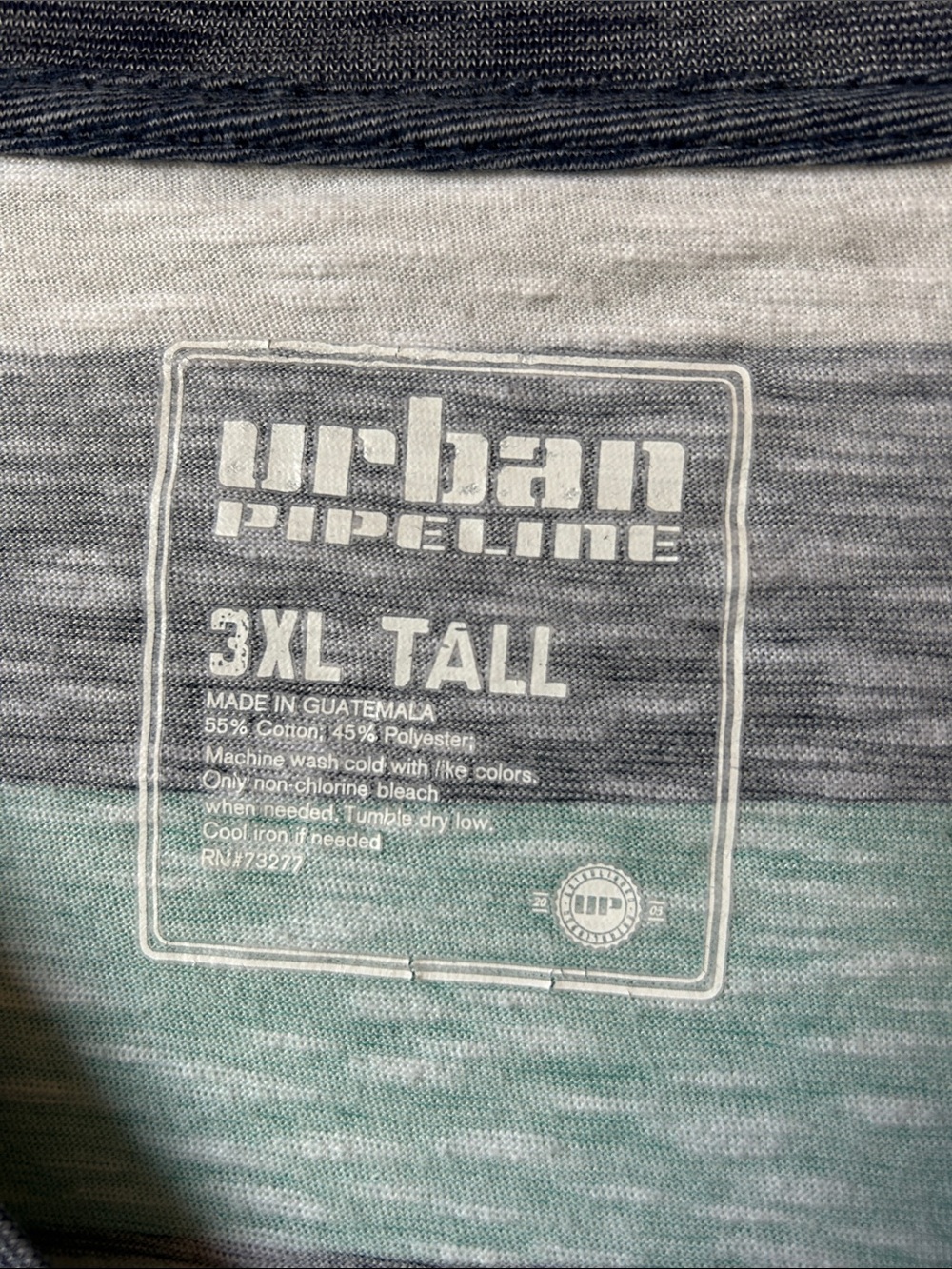 Urban Pipeline Men's V-Neck Stripe Tee - Teal/Gray/Black 3XL Tall - Picture 3 of 6